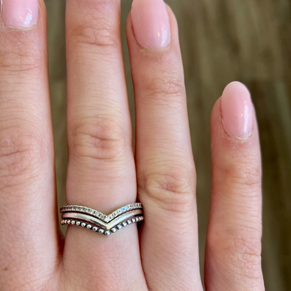 PANDORA Wishbone Ring Set Authentic